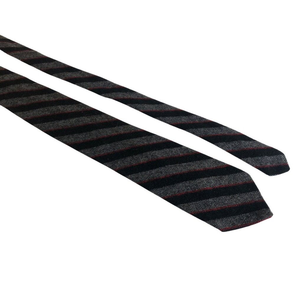 Vintage Black Gray Red Striped Tie Mens Necktie Accessory Office Dad Gift